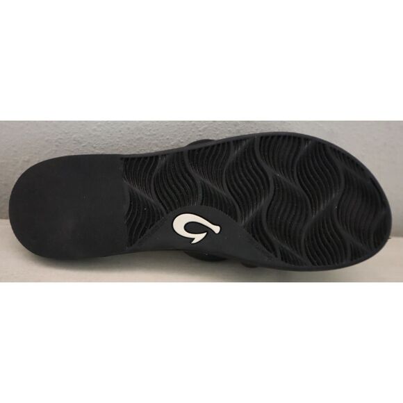 Olukai 20514-4040 Women's Sz 9W Black Leather Tiare Slide Sandals - Picture 5 of 14